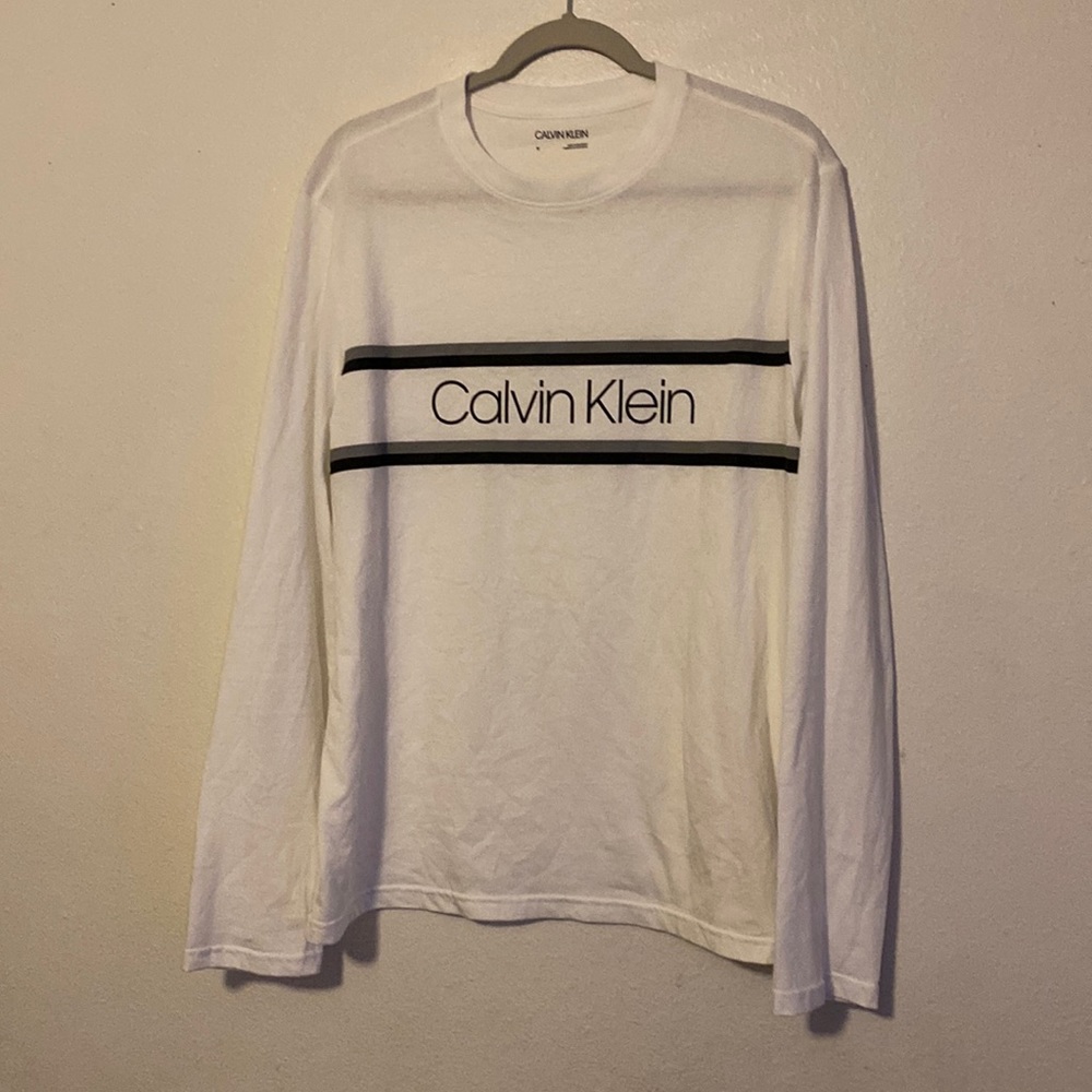 Men’s Calvin Klein White Long Sleeve Tee (Medium)